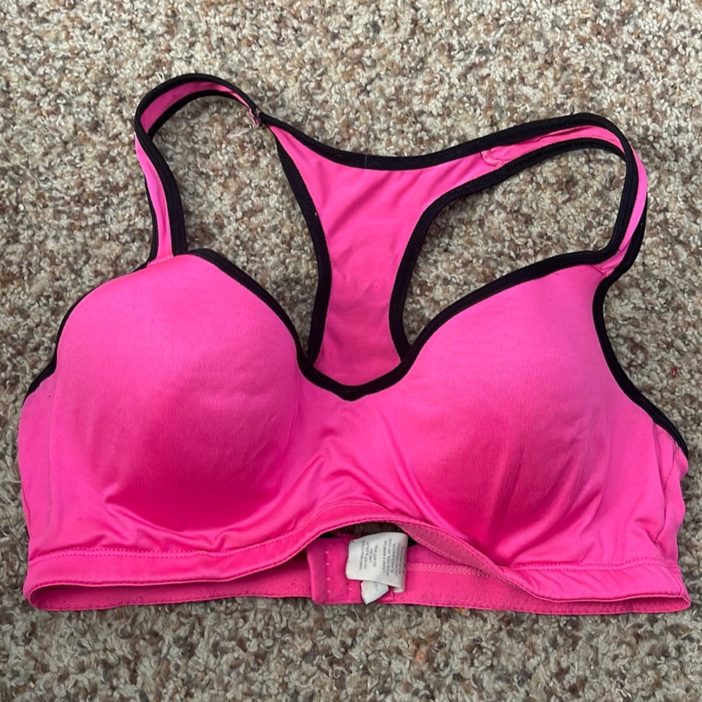 Pink Jessica Simpson sports bra